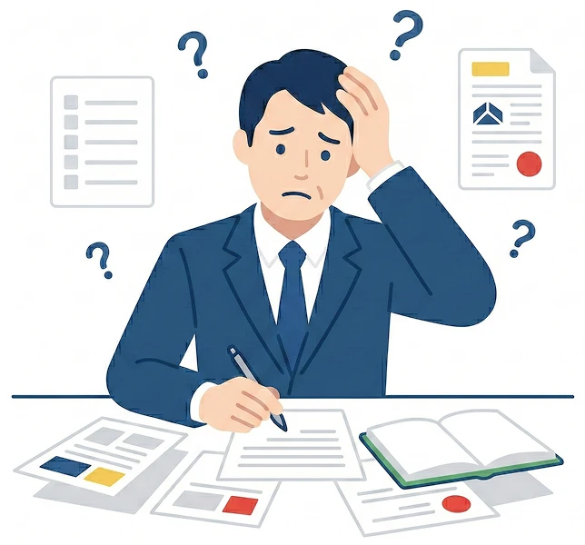 頭を抱える経営者のイラスト